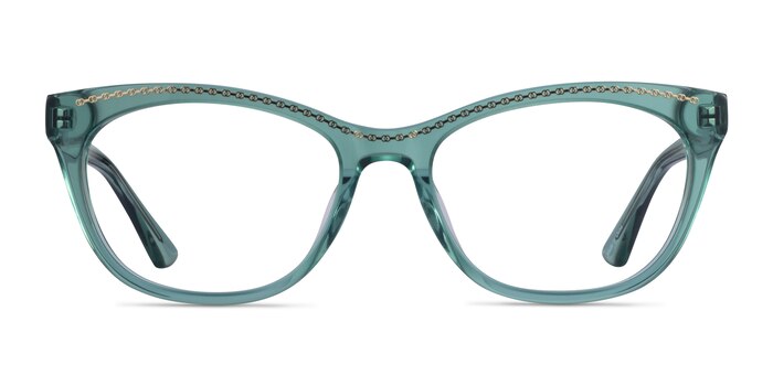 Arabesque Clear Green Gold Acetate Eyeglass Frames from EyeBuyDirect