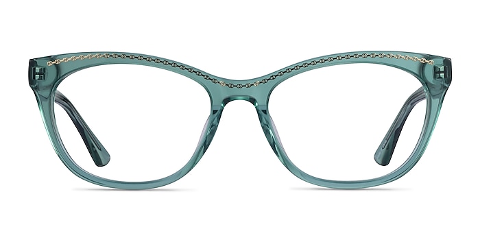 Arabesque Clear Green Gold Acétate Montures de lunettes de vue d'EyeBuyDirect