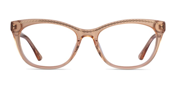 Arabesque Clear Orange Gold Acétate Montures de lunettes de vue d'EyeBuyDirect