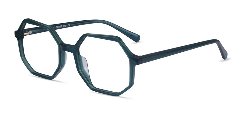 Glister Geometric Iridescent Dark Green Full Rim Eyeglasses | Eyebuydirect