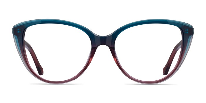 Destin Blue Burgundy Acetate Eyeglass Frames from EyeBuyDirect