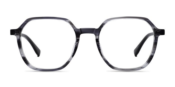 Oscar Gray Striped   Black Acetate Eyeglass Frames from EyeBuyDirect