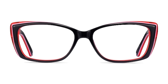 Angel Black Clear Red Acetate Eyeglass Frames from EyeBuyDirect