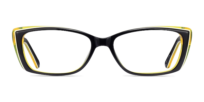 Angel Black Clear Yellow Acetate Eyeglass Frames from EyeBuyDirect