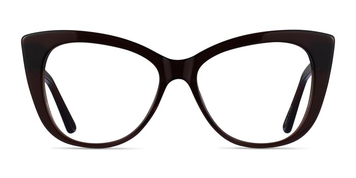 Jenna Dark Brown Acetate Eyeglass Frames from EyeBuyDirect