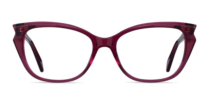 Maple Clear Burgundy Acetate Eyeglass Frames from EyeBuyDirect