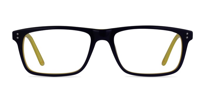 Maestro Navy Yellow Acetate Eyeglass Frames from EyeBuyDirect