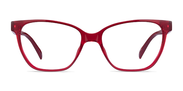 Almond Clear Red Plastic Eyeglass Frames from EyeBuyDirect