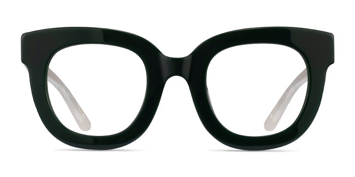 Astra Dark Green White Acétate Montures de lunettes de vue d'EyeBuyDirect