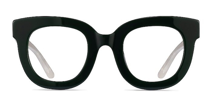 Astra Dark Green White Acetate Eyeglass Frames from EyeBuyDirect