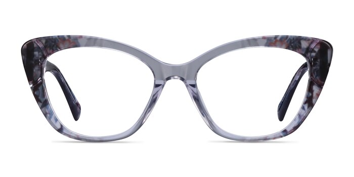 Vivi Clear Gray Floral Acetate Eyeglass Frames from EyeBuyDirect