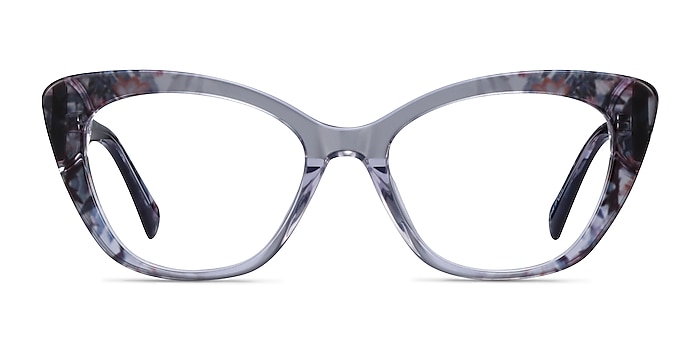 Vivi Clear Gray Floral Acetate Eyeglass Frames from EyeBuyDirect
