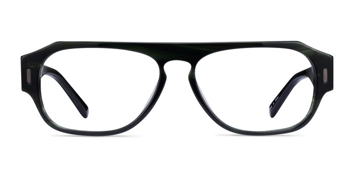 Tempo Green Striped Acétate Montures de lunettes de vue d'EyeBuyDirect