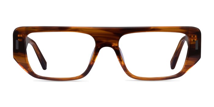 Ersa Brown Striped Acétate Montures de lunettes de vue d'EyeBuyDirect