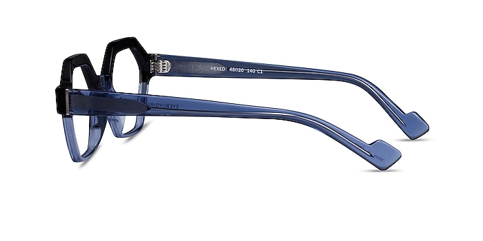 Hexed Black Clear Blue Acetate Eyeglass Frames from EyeBuyDirect