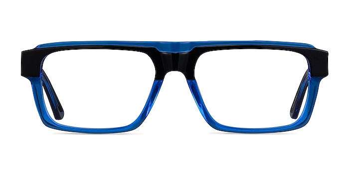 Sid Black Clear Blue Acetate Eyeglass Frames from EyeBuyDirect