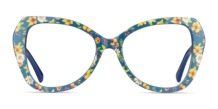 Superbloom Blue Floral Acetate Eyeglass Frames from EyeBuyDirect