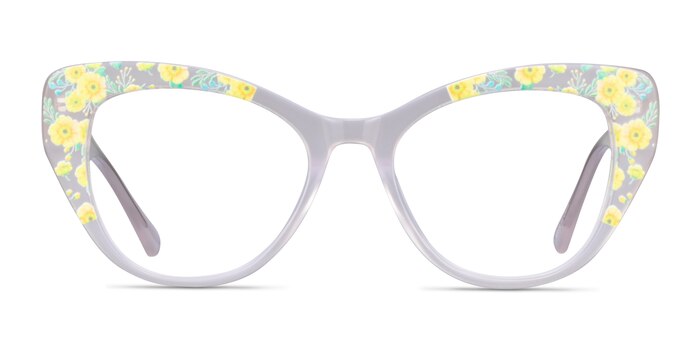 Thistle Clear Floral Acétate Montures de lunettes de vue d'EyeBuyDirect