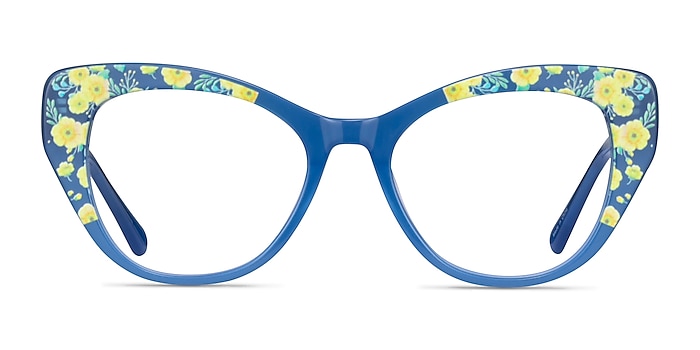 Thistle Blue Floral Acetate Eyeglass Frames from EyeBuyDirect
