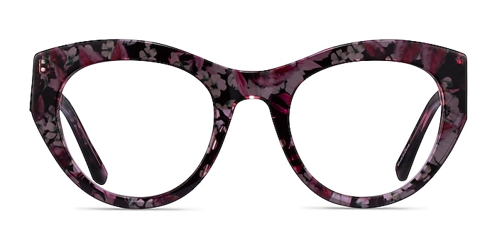 Angelica Red Floral Acétate Montures de lunettes de vue d'EyeBuyDirect