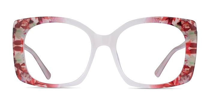 Amaryllis Red Floral Nude Acetate Eyeglass Frames from EyeBuyDirect