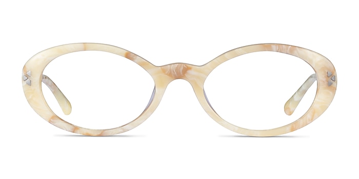 Jetta Light Gold Floral Acetate Eyeglass Frames from EyeBuyDirect