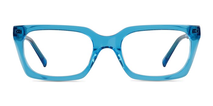 Petula Rectangle Crystal Fluo Blue Full Rim Eyeglasses | Eyebuydirect