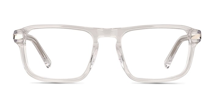 Kiel Clear Shiny Silver Acetate Eyeglass Frames from EyeBuyDirect