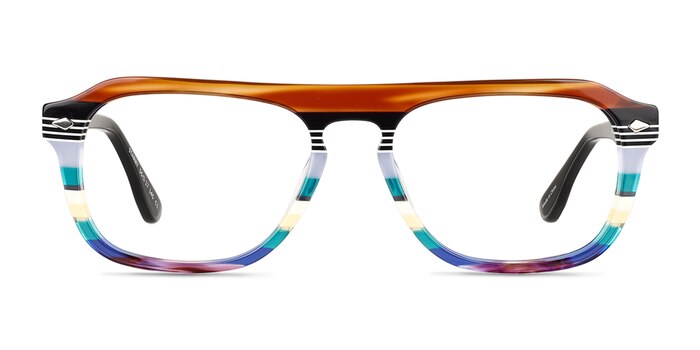 Starry Green Brown Rainbow Acetate Eyeglass Frames from EyeBuyDirect