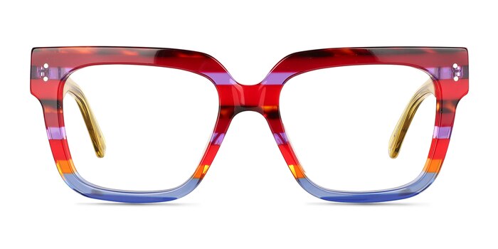 Vibrant Blue Red Rainbow   Acetate Eyeglass Frames from EyeBuyDirect