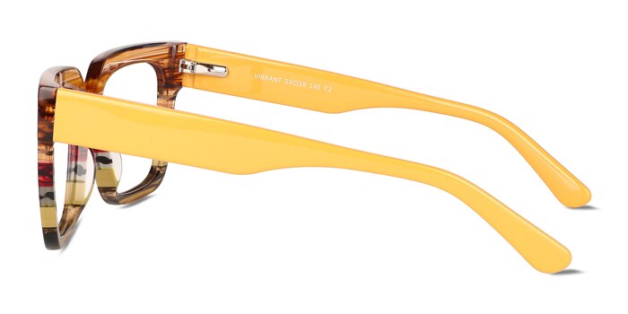 Vibrant Brown Yellow Striped Acétate Montures de lunettes de vue d'EyeBuyDirect