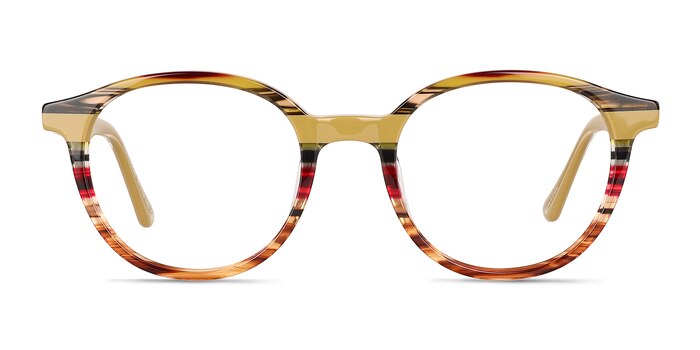 Expression Brown Yellow Striped Acétate Montures de lunettes de vue d'EyeBuyDirect