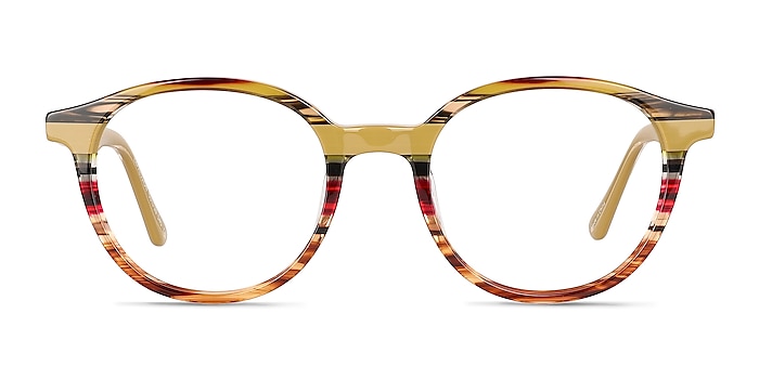 Expression Brown Yellow Striped Acetate Eyeglass Frames from EyeBuyDirect