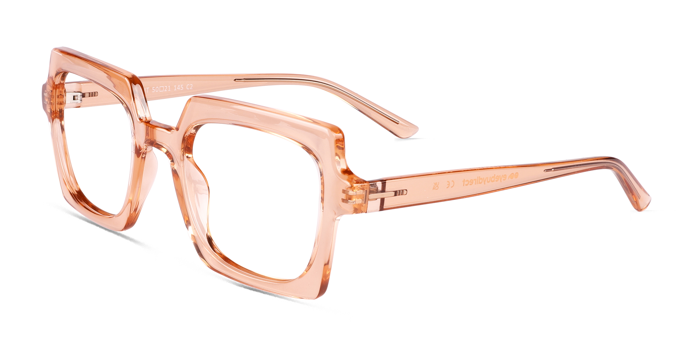 Walnut Square Crystal Orange Full Rim Eyeglasses Eyebuydirect