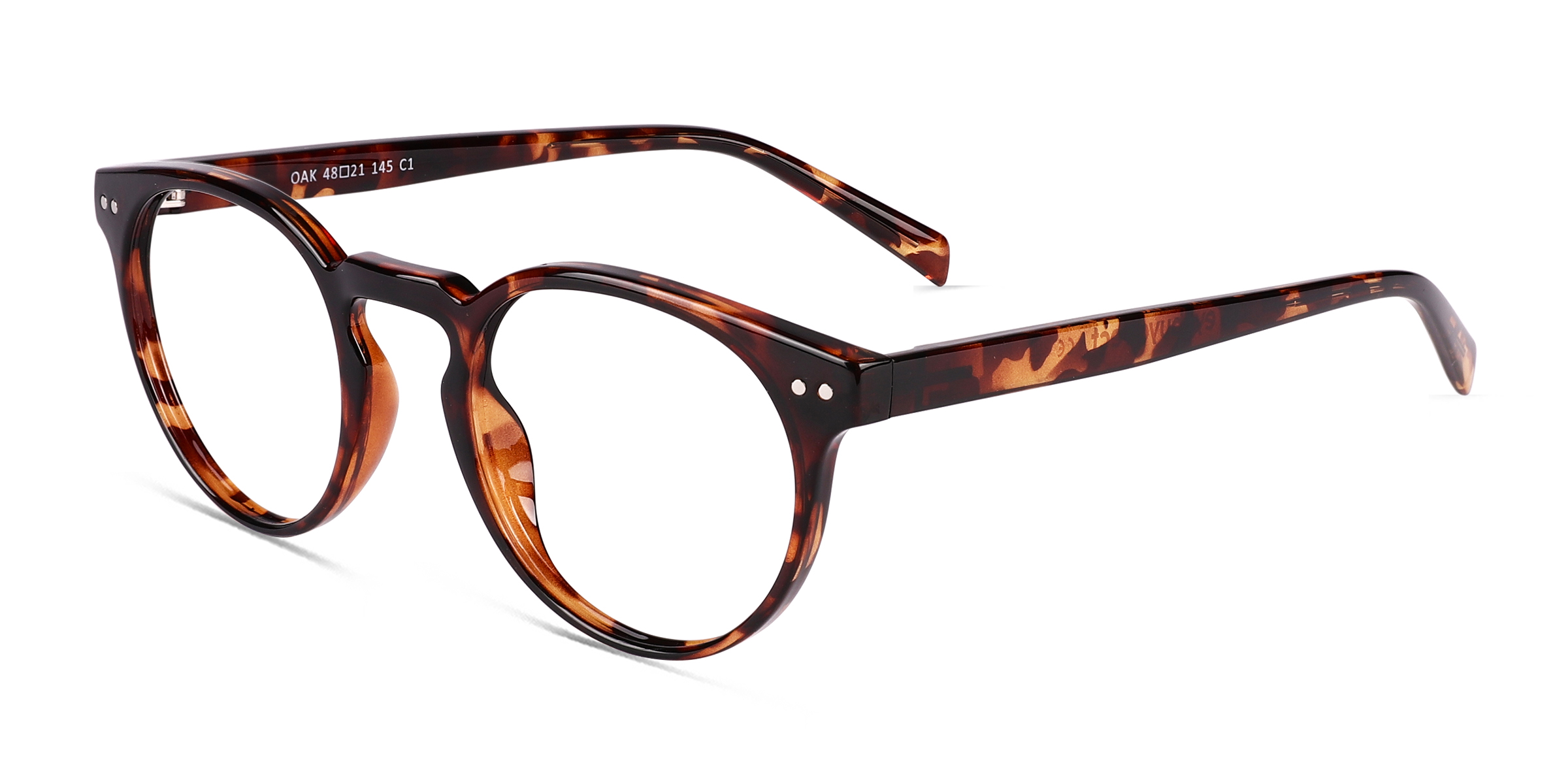 Oak Round Shiny Tortoise Full Rim Eyeglasses | Eyebuydirect