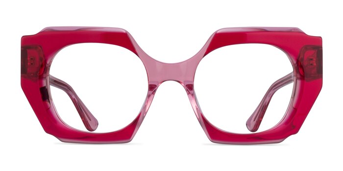 Intention Crystal Red Pink Acetate Eyeglass Frames from EyeBuyDirect