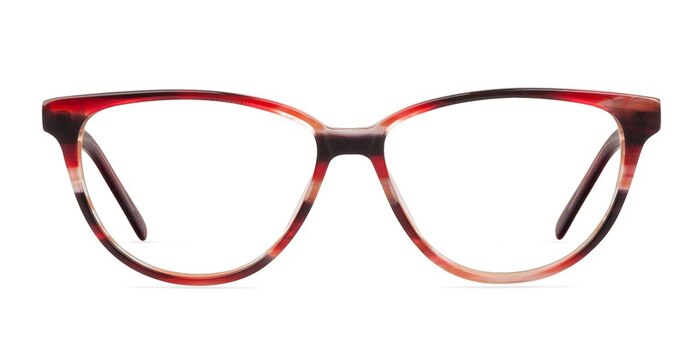 Aliyah Red/Strip Acétate Montures de lunettes de vue d'EyeBuyDirect