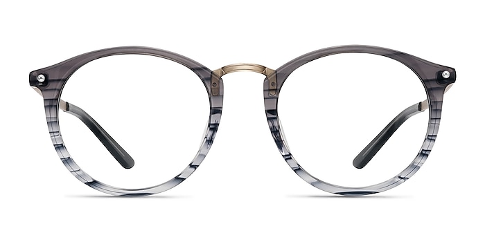 La Femme Gray Striped Acetate-metal Montures de lunettes de vue d'EyeBuyDirect