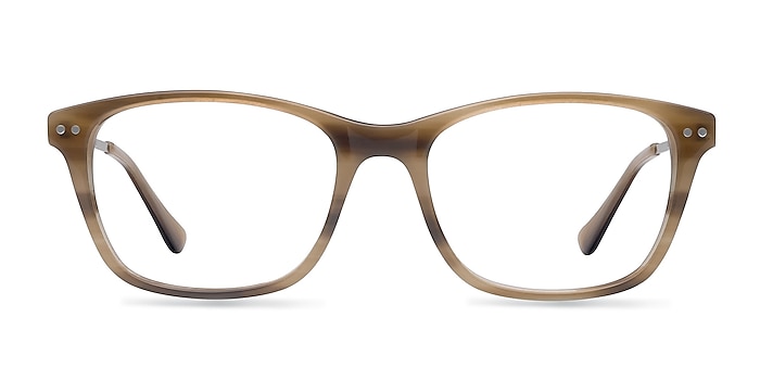 Hudson Brown Striped Acétate Montures de lunettes de vue d'EyeBuyDirect