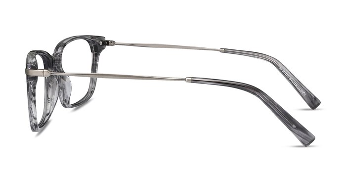Motion Gray Striped Acetate-metal Montures de lunettes de vue d'EyeBuyDirect