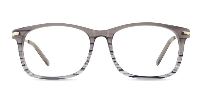 Phase Gray Striped Acétate Montures de lunettes de vue d'EyeBuyDirect