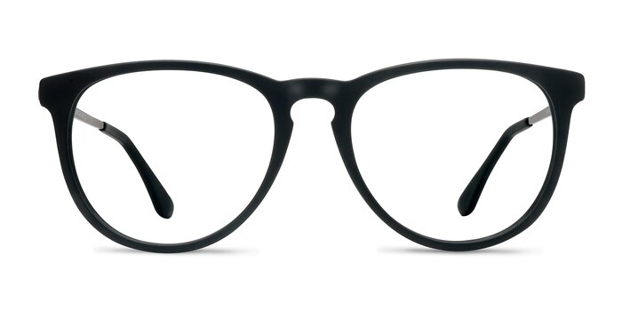 Ultraviolet Matte Black Acetate-metal Montures de lunettes de vue d'EyeBuyDirect