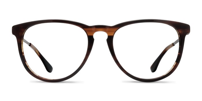 Ultraviolet Brown Striped Acetate-metal Montures de lunettes de vue d'EyeBuyDirect