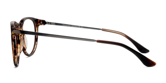 Ultraviolet Brown Striped Acetate-metal Montures de lunettes de vue d'EyeBuyDirect