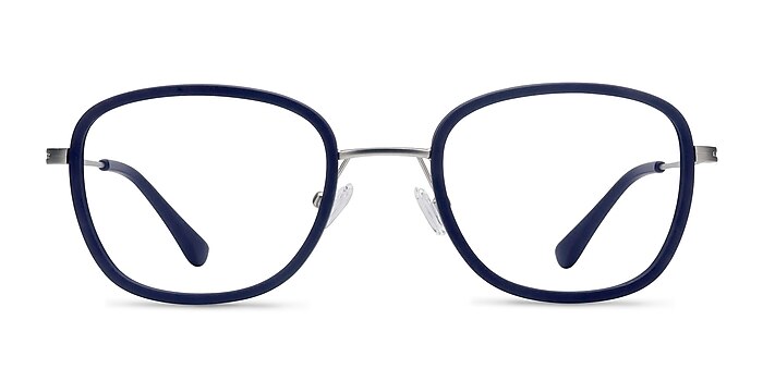 Trapeze Matte Navy Acétate Montures de lunettes de vue d'EyeBuyDirect
