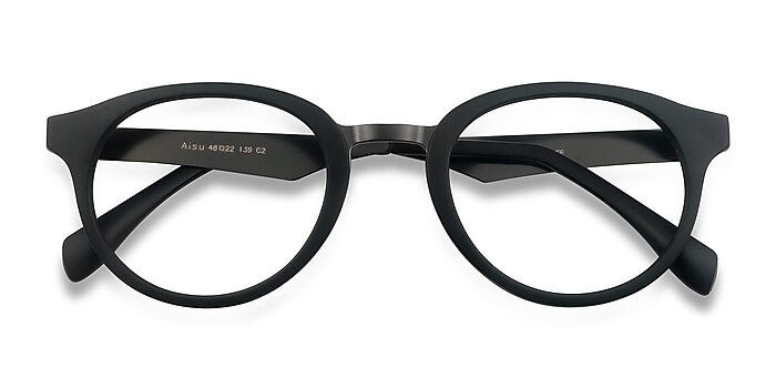 Matte Black Aisu -  Metal Eyeglasses