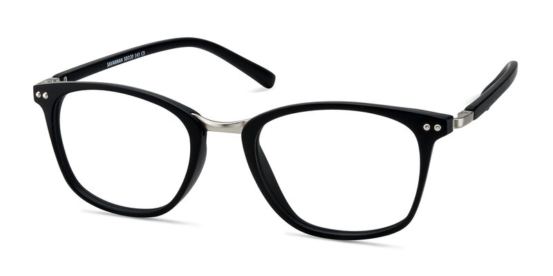 Savannah Rectangle Matte Black Full Rim Eyeglasses | EyeBuyDirect
