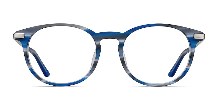 Mood Blue Striped Acetate Eyeglass Frames from EyeBuyDirect