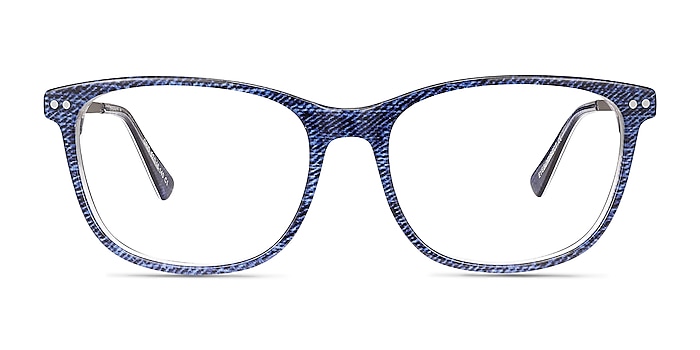 Grid Blue Acetate Eyeglass Frames from EyeBuyDirect