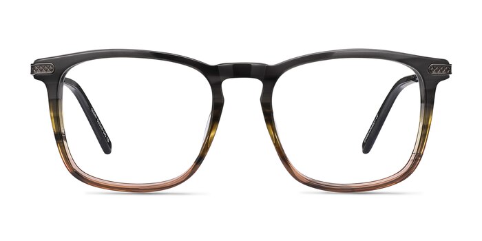 Glory Gray Striped Acetate-metal Montures de lunettes de vue d'EyeBuyDirect